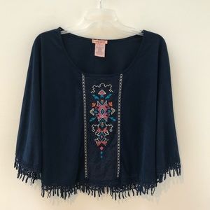 Anthropologie | Flying Tomato Navy Poncho Sz: L